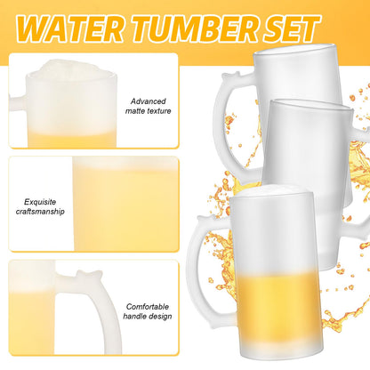 Mifoci 6 Pcs Sublimation Blank Beer Mugs Personalized Tazas Para Present 16 oz Frosted Beer Glass Cups Can Add Photo Text or Images on Gift for Husband Dad Men Christmas Wedding Oktoberfest