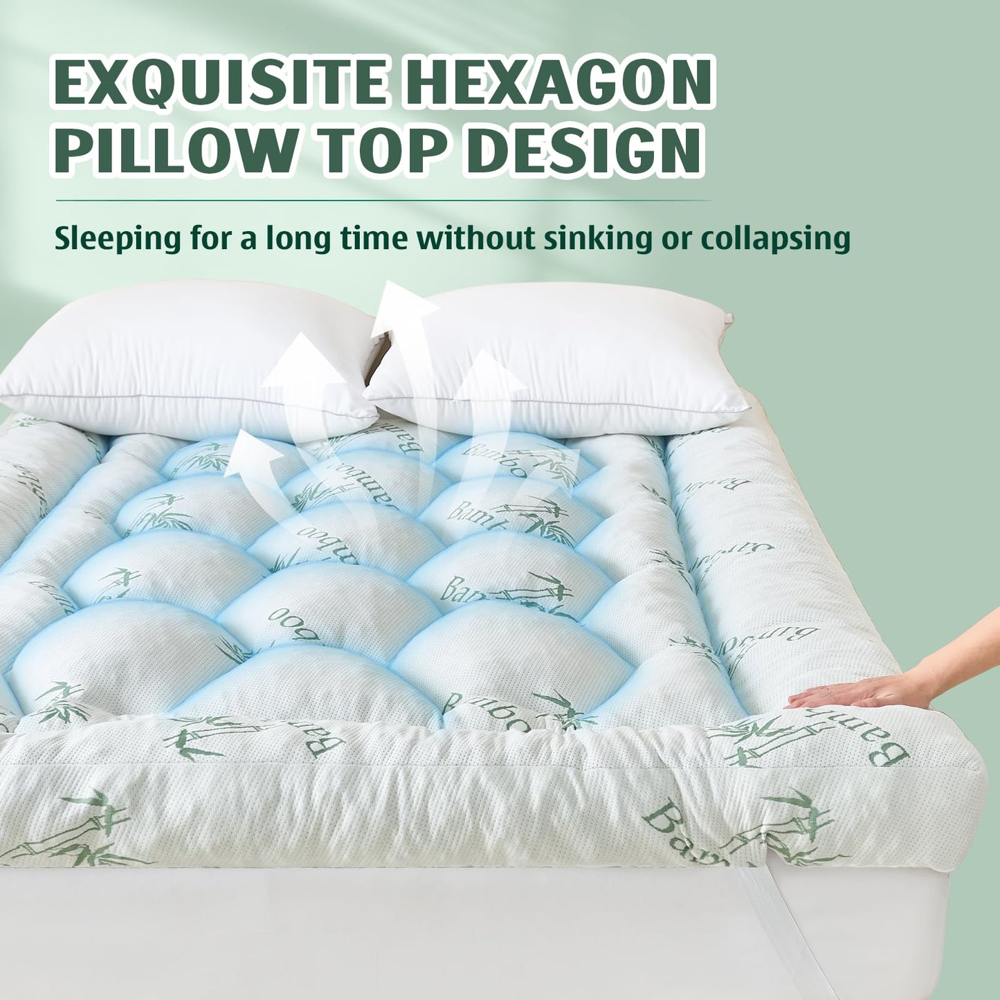 5 Inch Memory Foam Mattress Topper Full Size, Breathable Viscose Made from Bamboo Pillow Top Mattress Pad Cover, Soft Bed Topper with 2000 GSM Foam Filling for Pain Relief, White, 54x75x5 in