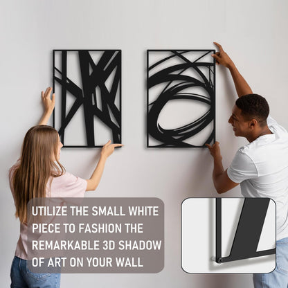 Bakovity Black Abstract Wall Art, Metal Art Wall Decor, Modern Large Wall Art, 3D Abstract Wall Sculptures for Bedroom Bathroom Living Room (4 Pack, 16 x 11 in)