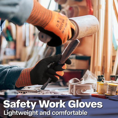 Schwer ProGuard Highest Level Cut Resistant Work Gloves PR3326 for Extreme Protection，Level 9 Cut Gloves with Reinforced Thumb, Non Slip, Breathable, Durable, Touch-screen, PFAS Free, Orange 1 Pair（M）