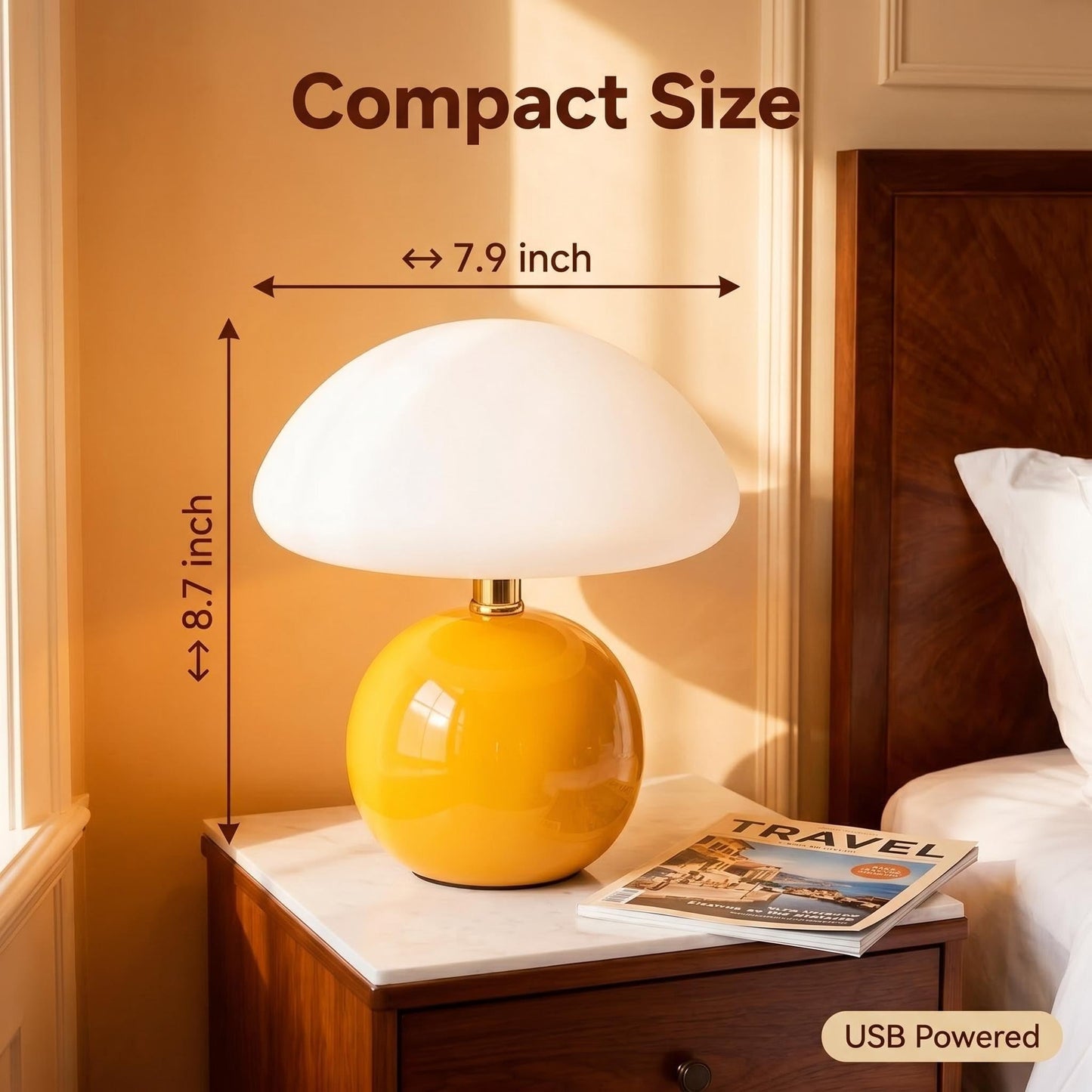 LONRISWAY Mushroom Lamp Table Lamp for Bedroom,Desk Bedside Small Lamps for Living Room Night Stands,Mushroom Decor Cute Mini Modern Mid Century Lamps,Unique Aesthetic Home Living Room Decor