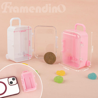 Framendino, 8 Pack Plastic Mini Suitcase Tiny Travel Jewelry Candy Box for Home Wedding Decoration (2.9" X 2" X 1.4")