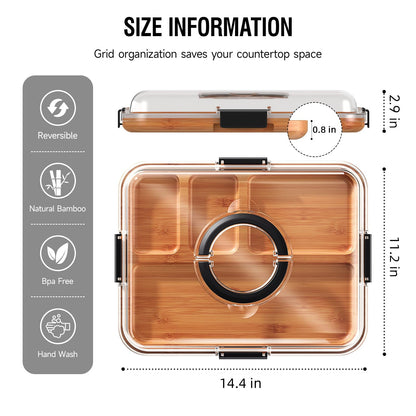 Renmxj Charcuterie Board with Clear Lid, Travel Portable Cheese Board Charcuterie Boxes Cutting Boards for Kitchen, House Warming Gifts New Home, Gifts for Women (4 Compartments Black)