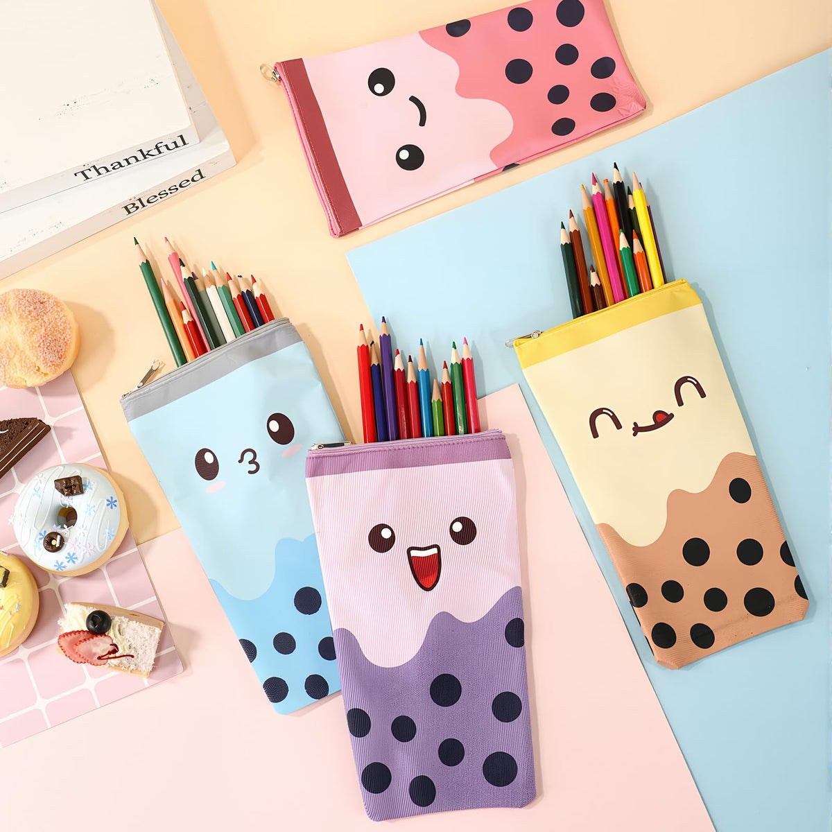 Jaloro 12 Pcs 100 Days of School Favors Cute Colorful Bubble Pencil Case Pop up Stand up Pencil Pouch Bulk with Zipper Standing Stationery Novelty Teacher Appreciation Gift for Student School Supplies