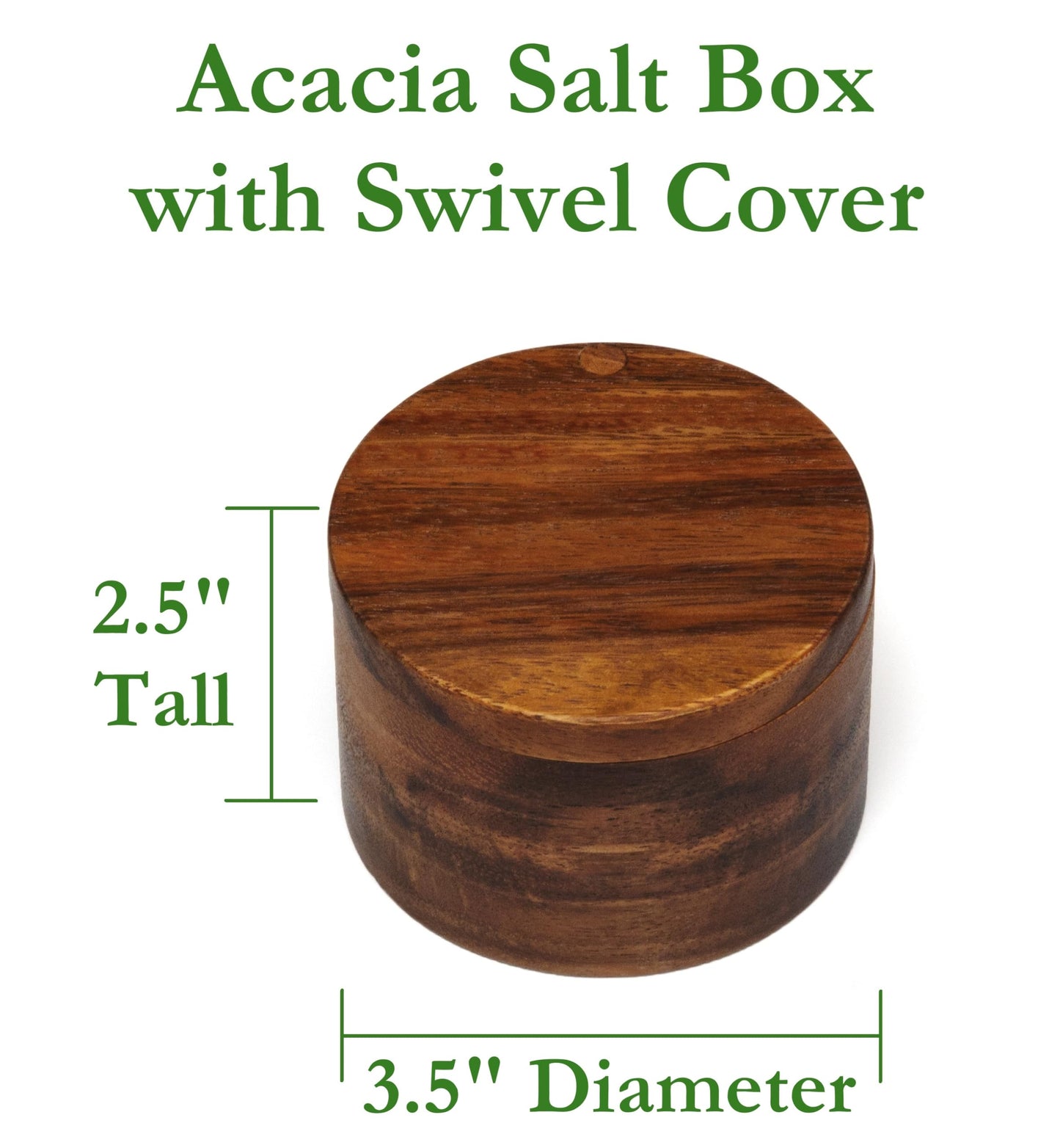 Lipper International Acacia Wood Salt or Spice Box with Swivel Cover, 3-1/2" x 2-1/2"