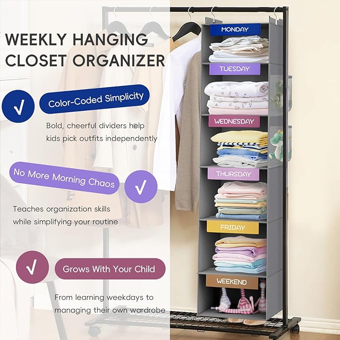 VERONLY Weekly Hanging Closet Organizer