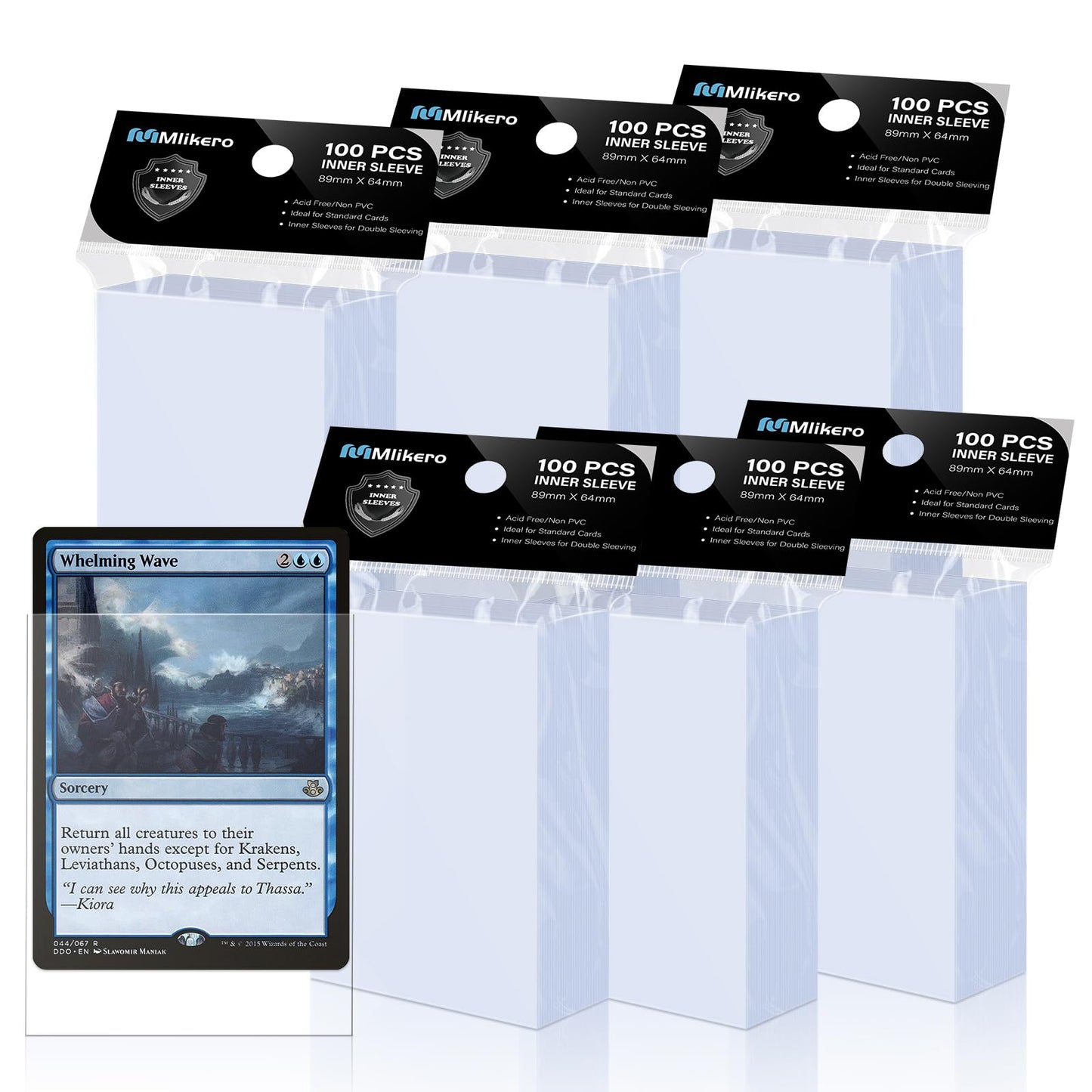 Mlikero 600 Pcs Card Sleeves, Perfect Fit Inner Sleeves Ideal for Double-Sleeving, Trading Card Sleeve Fit for MTG, TCG, Game Cards (64 x 89 mm)