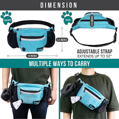 PetAmi Dog Fanny Pack, Treat Pouch for Dog Walking, Training, Built in Poop Bag Dispenser, Water Bottle Holder, Collapsible Bowl, Pet Treat Waist Belt for Hiking, Running, Kibbles (Camo Black)