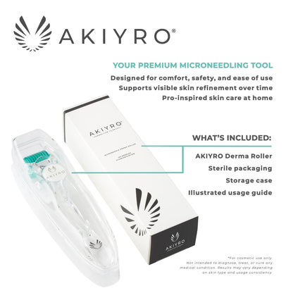Derma Roller 0.30mm - Microneedle Roller with Storage Case - 192 Micro Needling Dermal Tool for Face, Beard, Scalp & Body - At Home Microneedling Skin Care Device for Women & Men (Green)