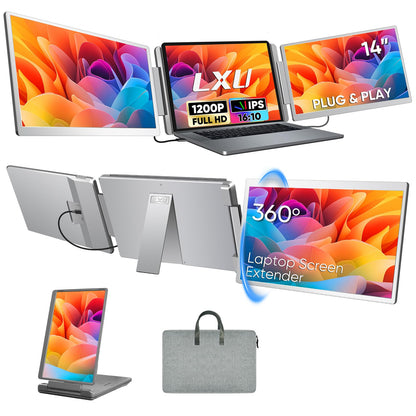 15.6" Laptop Screen Extender, FHD 1080P IPS Portable Monitor for Laptops 12~18.5 inch, Triple Screen Laptop Monitor Extender Display, Plug & Play with USB-C HDMI for Windows/MacBook/PS5/Switch/PS4