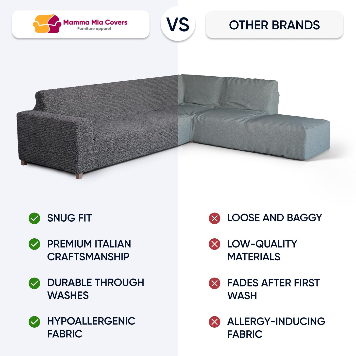 PAULATO BY GA.I.CO. Stretch Sectional Sofa Slipcovers 1-Piece Non-Slip – Elastic L Shape Couch Cover – Soft Furniture Protector Washable – Marsala (Right-Facing Bumper 120"-195" Wide)