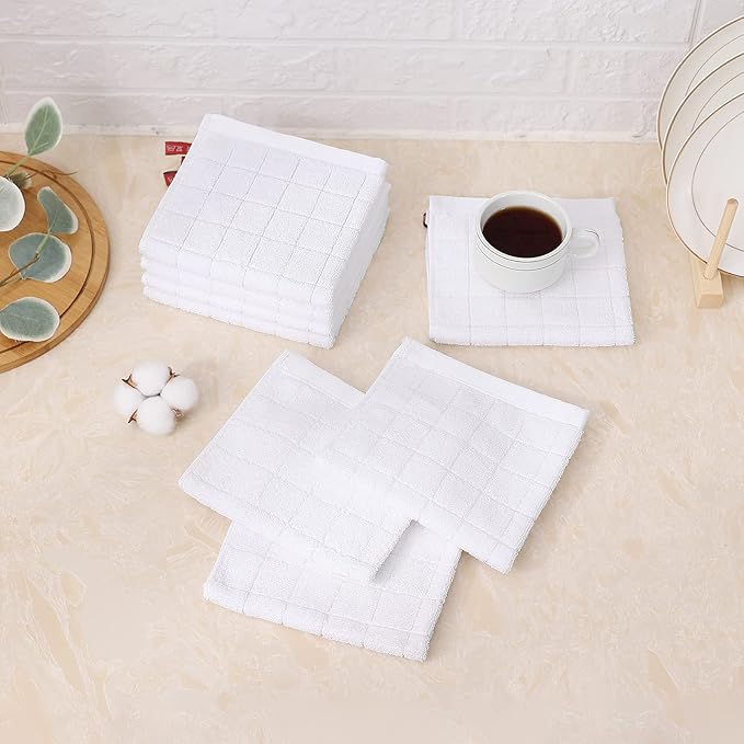Mordimy 100% Cotton Terrycloth Kitchen Towels and Dishcloths Sets, Soft and
