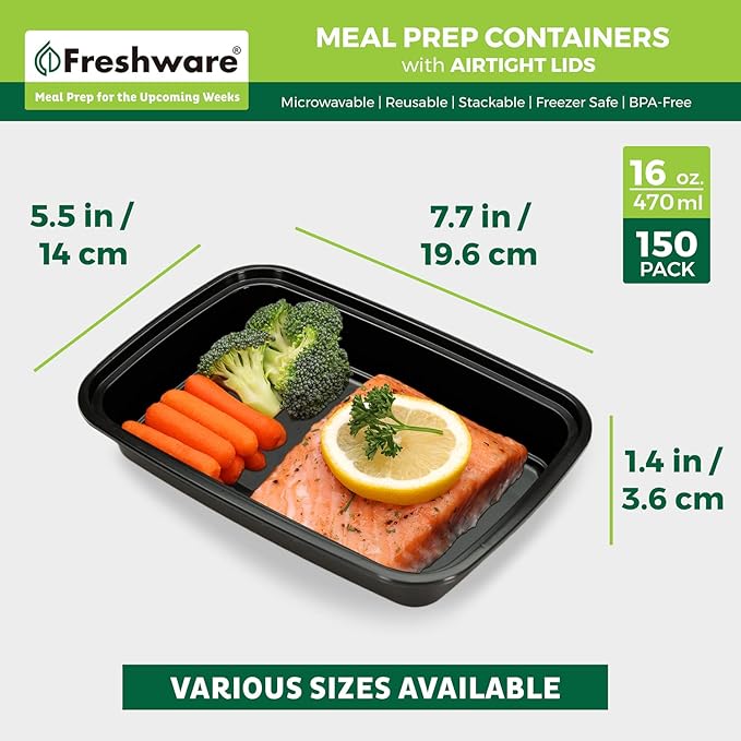 Freshware Meal Prep Containers 1 Compartment Food Storage Containers