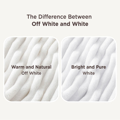 Bedsure Fleece Throw Blanket for Sofa - Fluffy Cosy Warm Blankets for Bed, Soft Cute Single Throw Gifts for Women and Girls, Off White, 130x170 cm