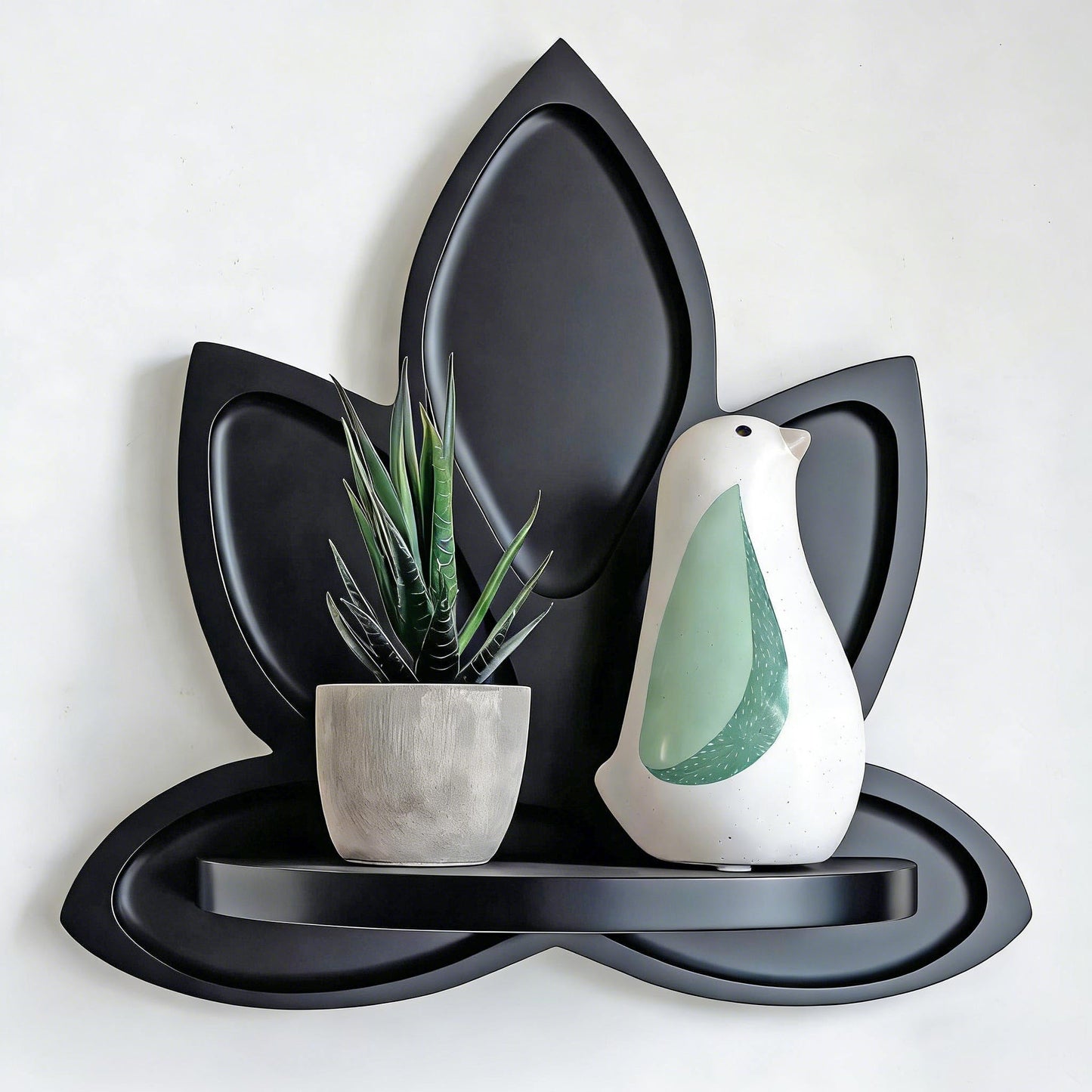 Homtik Small Carved Lotus Flower Wooden Floating Wall Shelf, Boho Zen Spiritual Home Decor for Office, Living Room, Bedroom, Yoga & Meditation Space