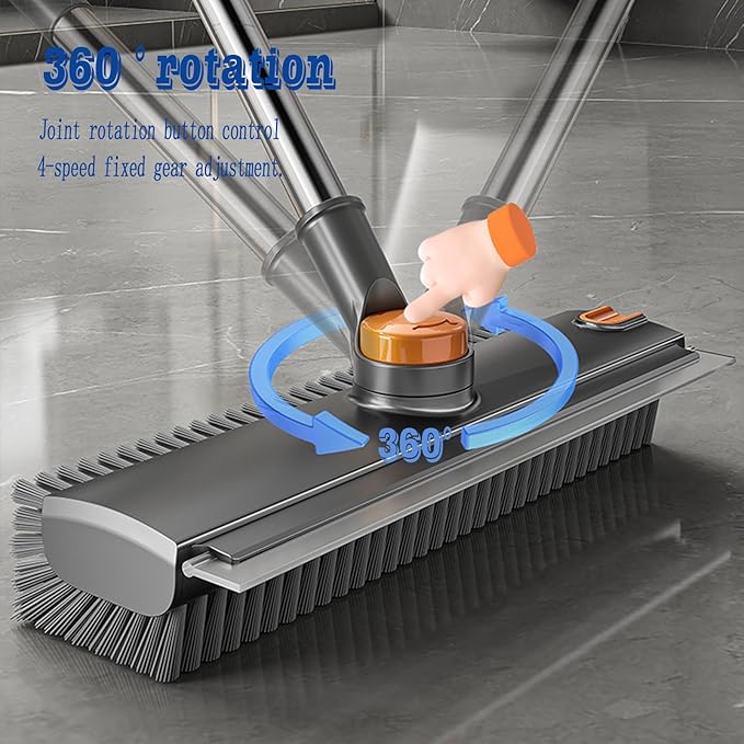 Floor Scrubbing Brush with Squeegee, 2 in 1 Grout Brush with 54" Adjustable