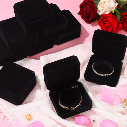 Ecation 12 Pcs Velvet Bracelet Box Classic Black Bracelet Gift Box Case for Jewelry Gift Storage Bangle Organizer Holder for Wedding Engagement Proposal Birthday Anniversary Jewelry Display