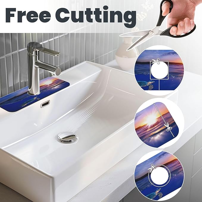 Sea turtle Kitchen sink faucet pad, strong water absorption, anti slip
