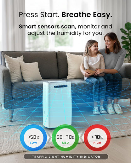 Pro Breeze® 20L/Day Dehumidifier with Digital Humidity Display, Sleep Mode, Continuous Drainage, Laundry Drying and 24 Hour Timer - Ideal for Damp and Condensation