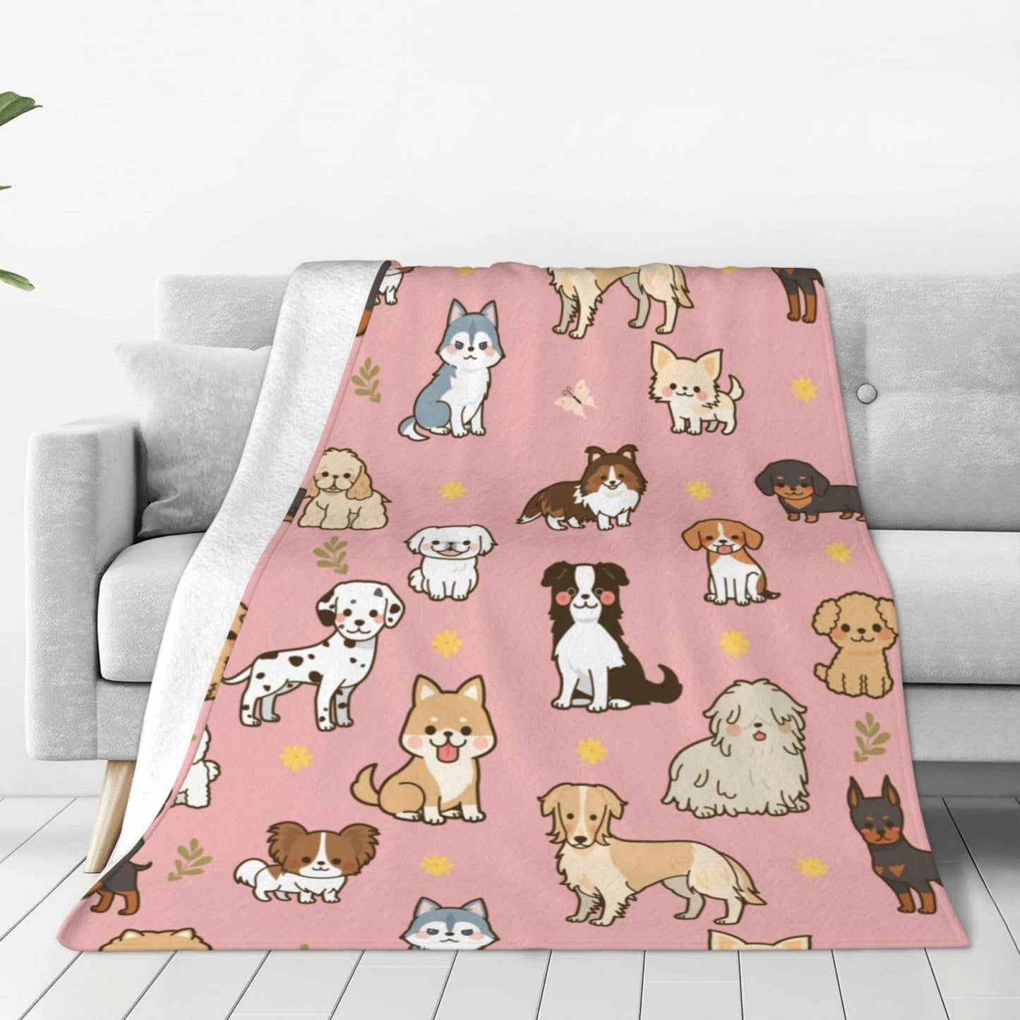 Cute Puppy Dog Throw Blanket Cozy Fluffy Plush Blanket Soft Flannel Throw Blanket for Kids Men Women Gift Sofa Bed Couch 50"x40"