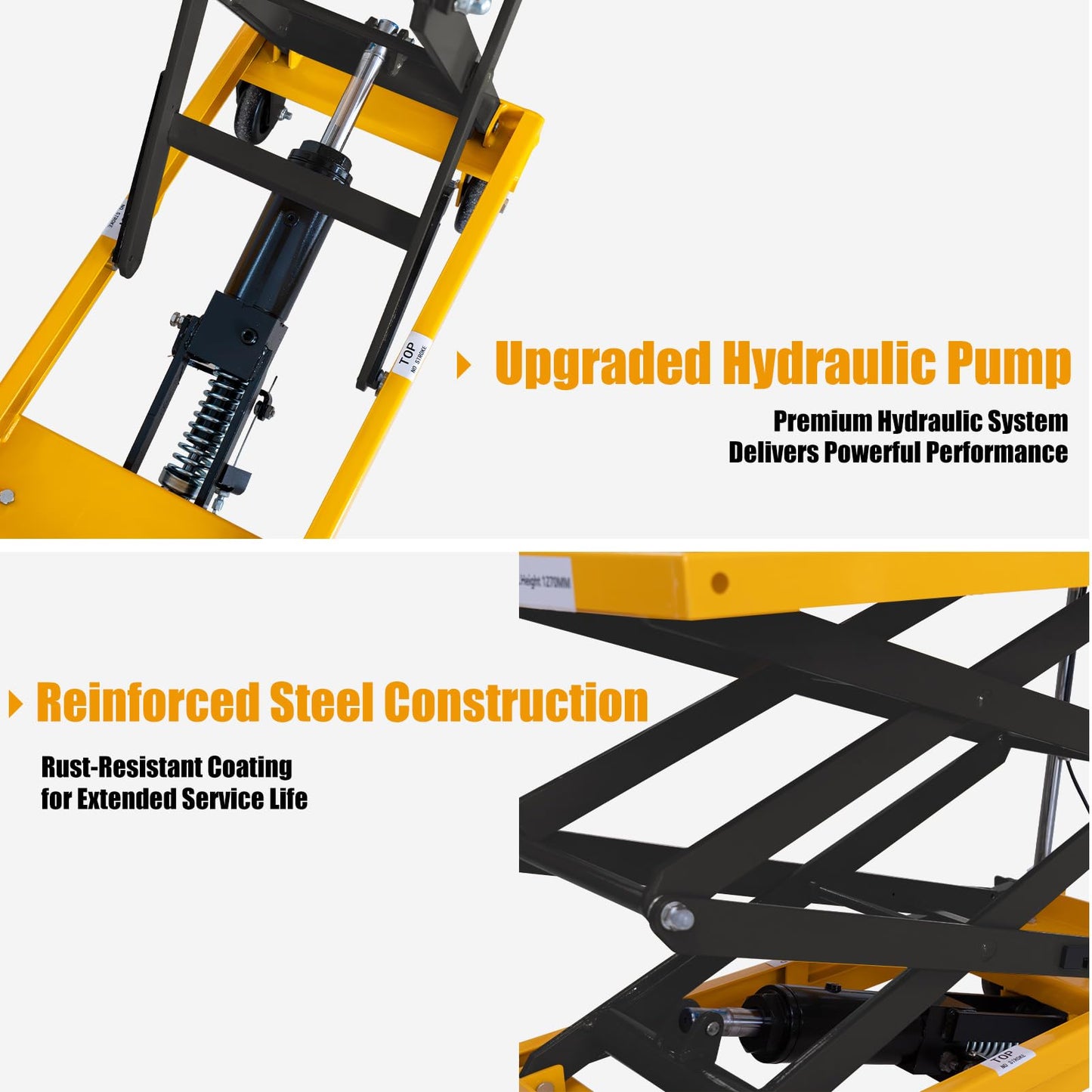 Hydraulic Lift Table Cart, 440lbs Capacity 49.6'' Max Lift, Double Scissor Lift Table w/4 Wheels & Non-Slip Pad, Heavy Duty Hydraulic Platform Lift Cart for Warehouse, Shop, Garage Material Handling