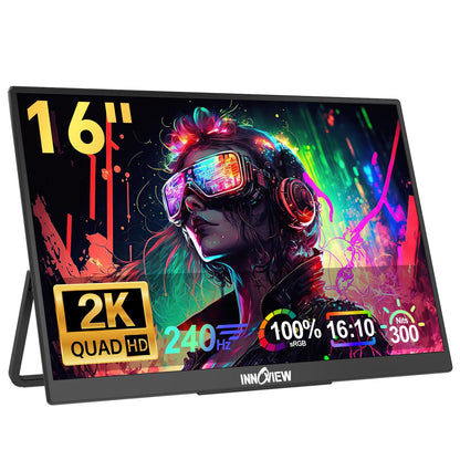 InnoView Portable Monitor Touchscreen 15.6" 1080P 10-Point Touch Screen Monitor Portable with Protective Sleeve Built-in Stand, 1200:1 HDMI USB C Travel Monitors for Laptop, PC, Phone
