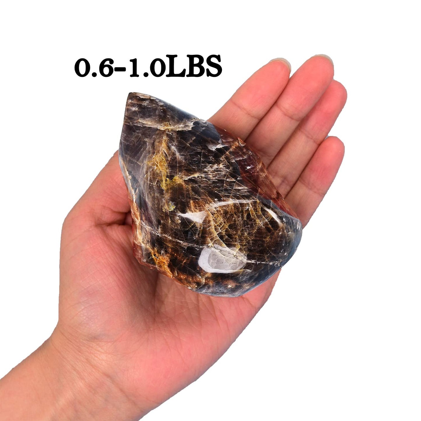 AMOYSTONE Black Moonstone Flame Shaped Towers Large Healing Crystal Stone Home Decor 1.0-1.5LBS