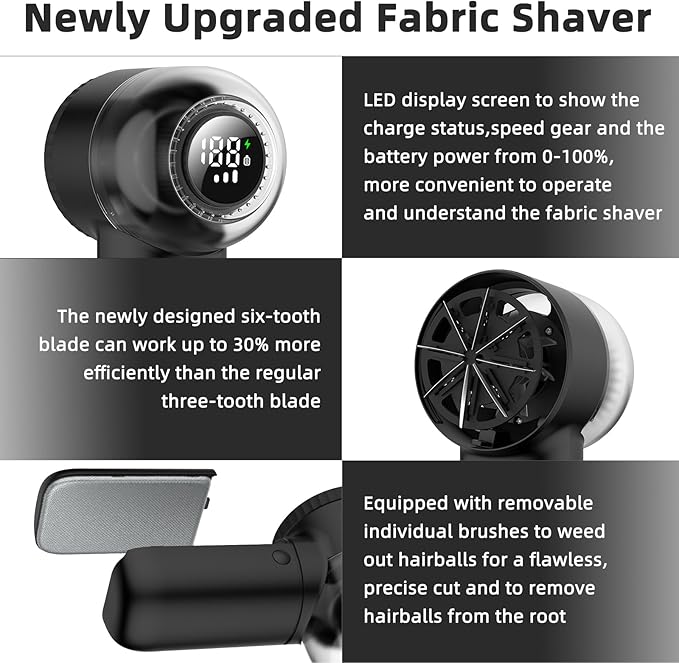 Fabric Shaver Electric Lint Remover Rechargeable Sweater Shaver Dual Protection