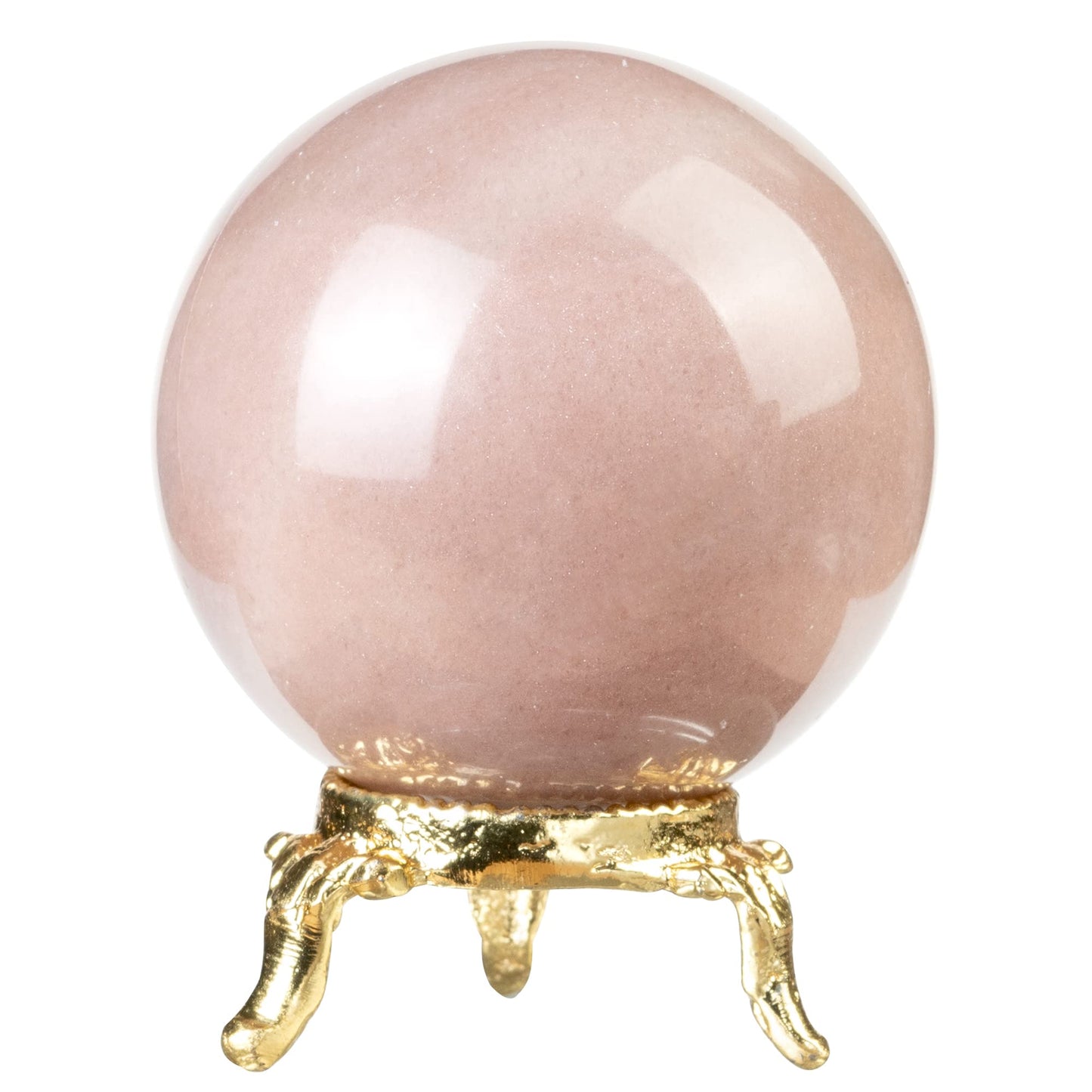 Crocon 45mm Pink Agate Stone sphere Ball with Metal Stand 1400+ Carats Gemstone Ball Healing Sphere Sculpture Figurine for Fengshui Divination Home Decoration Photography Crystal Sphere