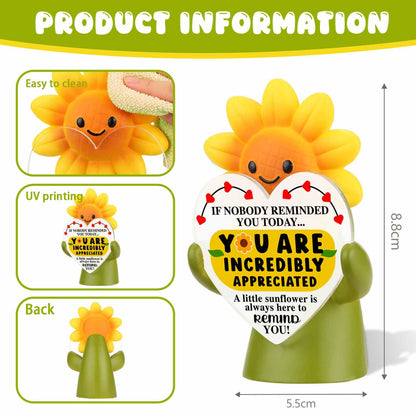 Pariveca Sunflower Figurine Desk Decor, Encouragement Gift for Coworker Friend, Positive Reminder Desk Figurine for Office, You are Awesome Sunflower Decor PF133