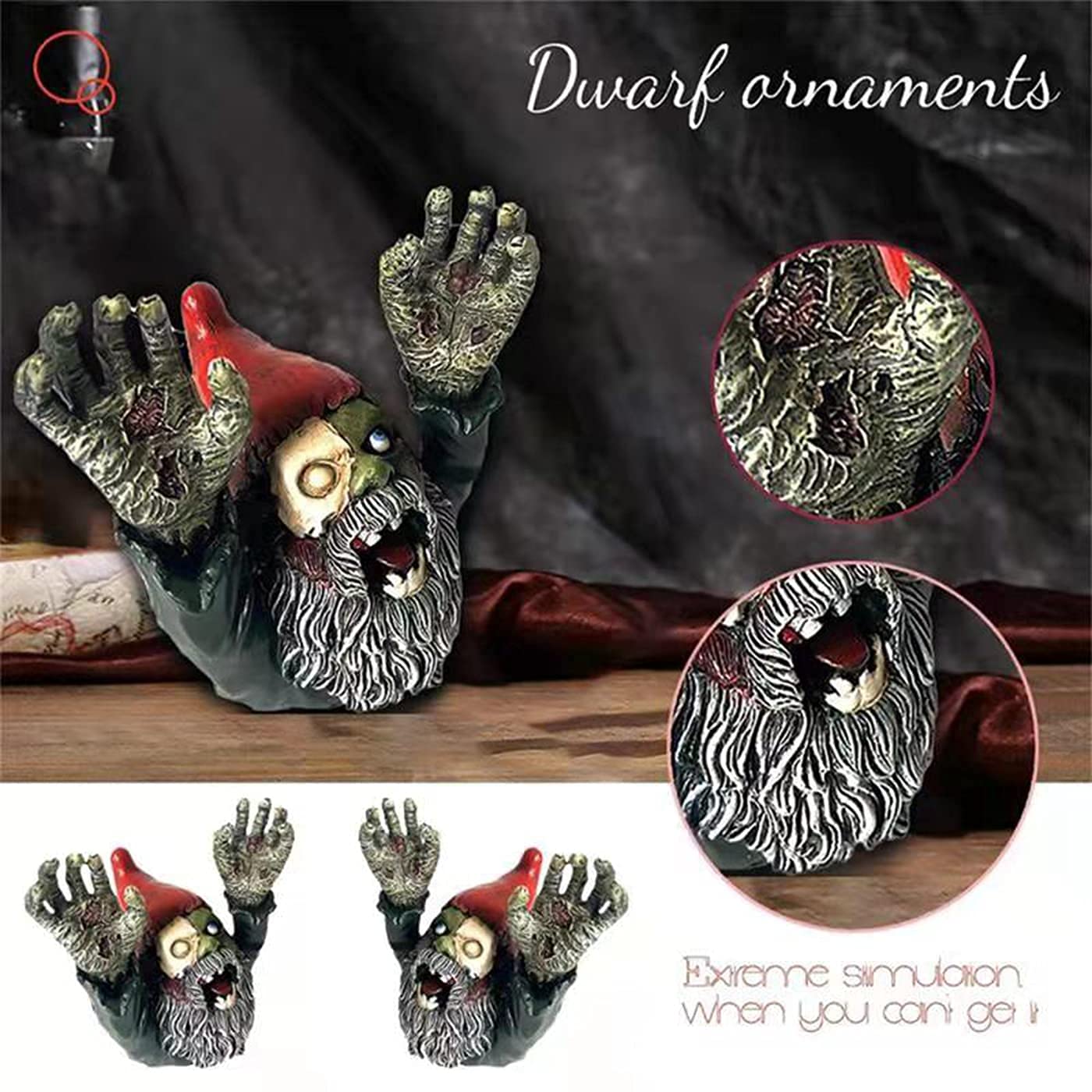 SDASF ZWFDC Resin Zombie Gnomes, Gnomes Garden Decor, for Garden Sculptures & Statues Outdoor Decorations for Patio Walking Dead Gnome Zombie Gnome- 4.13inch