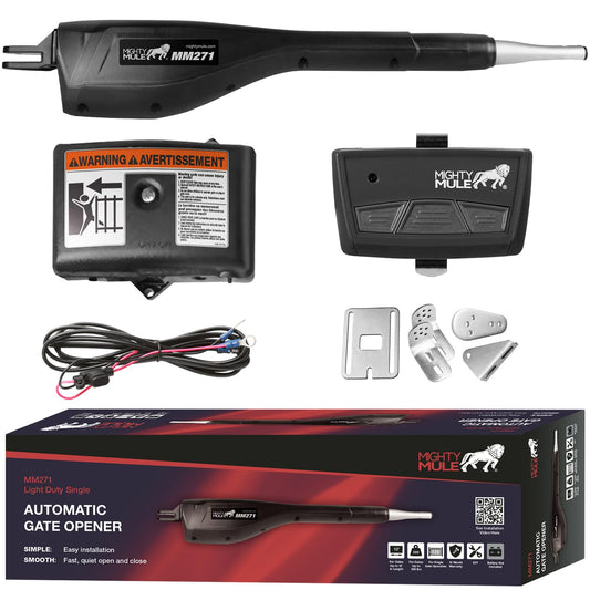 Mighty Mule MM271 Automatic Gate Opener, Solar Ready, Comes with Gate Opener Remote and More-Up to 12ft Long or 300lb, Black, 1 Gate Opener Kit