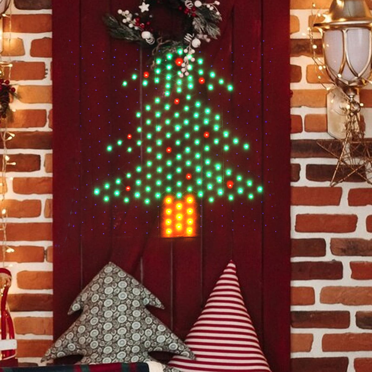 Leisure world LED Christmas Tree Window Silhouette Lights,USB Operated LED Net Outdoor Mesh Lights with Timer, 8 Modes for Indoor Outdoor Holiday Xmas Party Decor