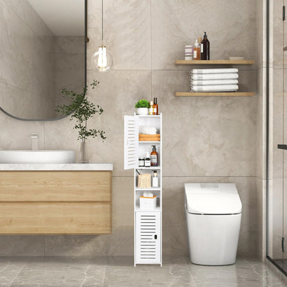 AIIKTOTA BBathroom Storage Cabinet, Floor Standing Display Cabinet, Home Storage Furniture Organizer Unit for Office Living Room Kitchen Entryway, White