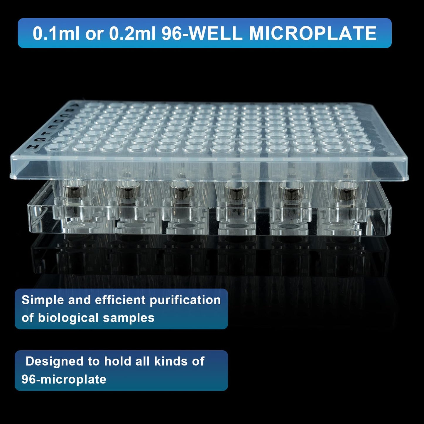 VISOSCI Lab Use Magnetic Rack Separator for DNA, RNA or Protein Purification for 96-Well deep Well Plate for 0.1ml or 0.2ml 96-Well microplate
