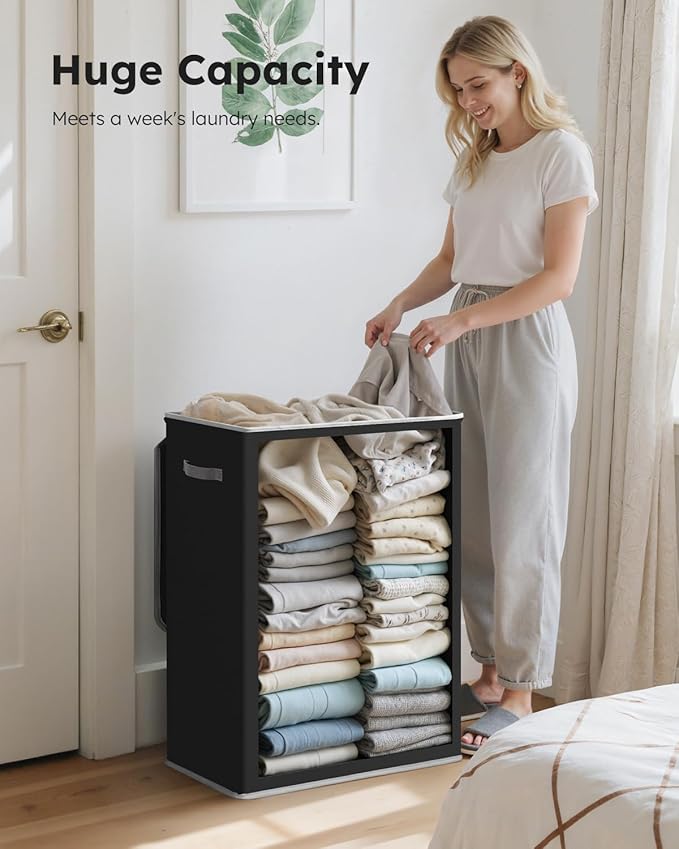 SOLEDI Laundry Hamper with Lid 130L Large & Tall Collapsible Laundry Basket