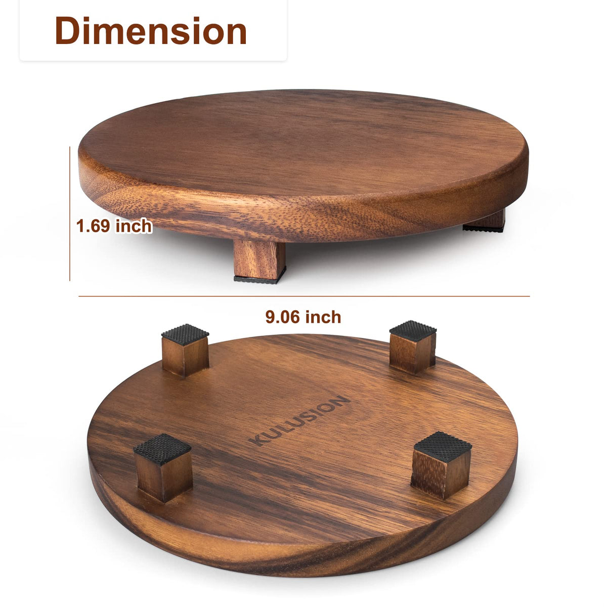 kulusion Walnut Wood Pedestal Stand, 9.06" Round Wood Riser for Kitchen Counter, Farmhouse Soap Tray Wooden Display Riser for Decor, Plant, Bottle, Cake Stand