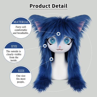 SMILETERNIT Animal Head Cat Fursuit Cut Mask Halloween Masquerade Costume Props