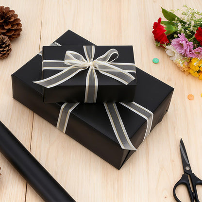 Black Wrapping Paper, 2 Roll 17inch x 33ft Matte Metallic Black Solid Color Gift Wrapping Paper Perfect for Graduation Gifts, Father's Day, Baby Shower, Birthday, Christmas, Wedding, DIY Invitations