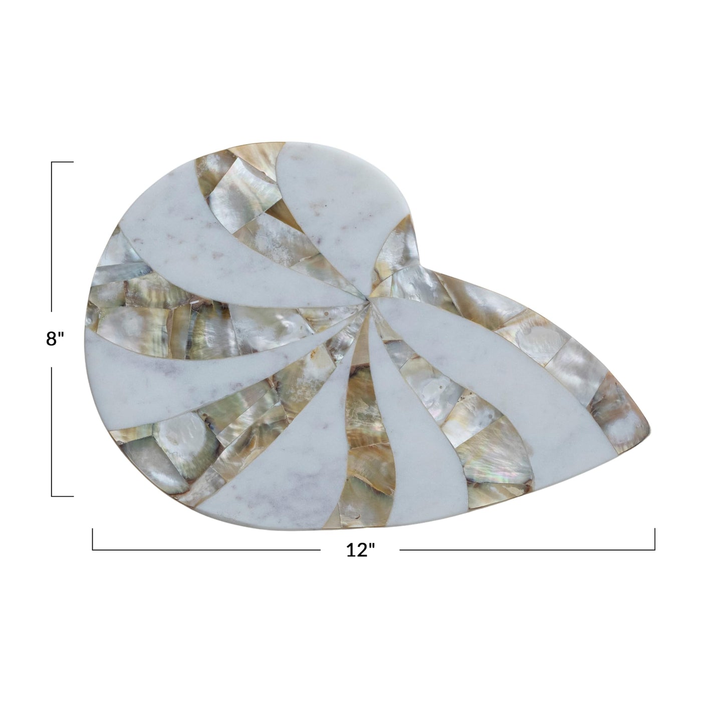 Creative Co-Op Marble Shell-Shaped Cheese Serving Board, White and Natural