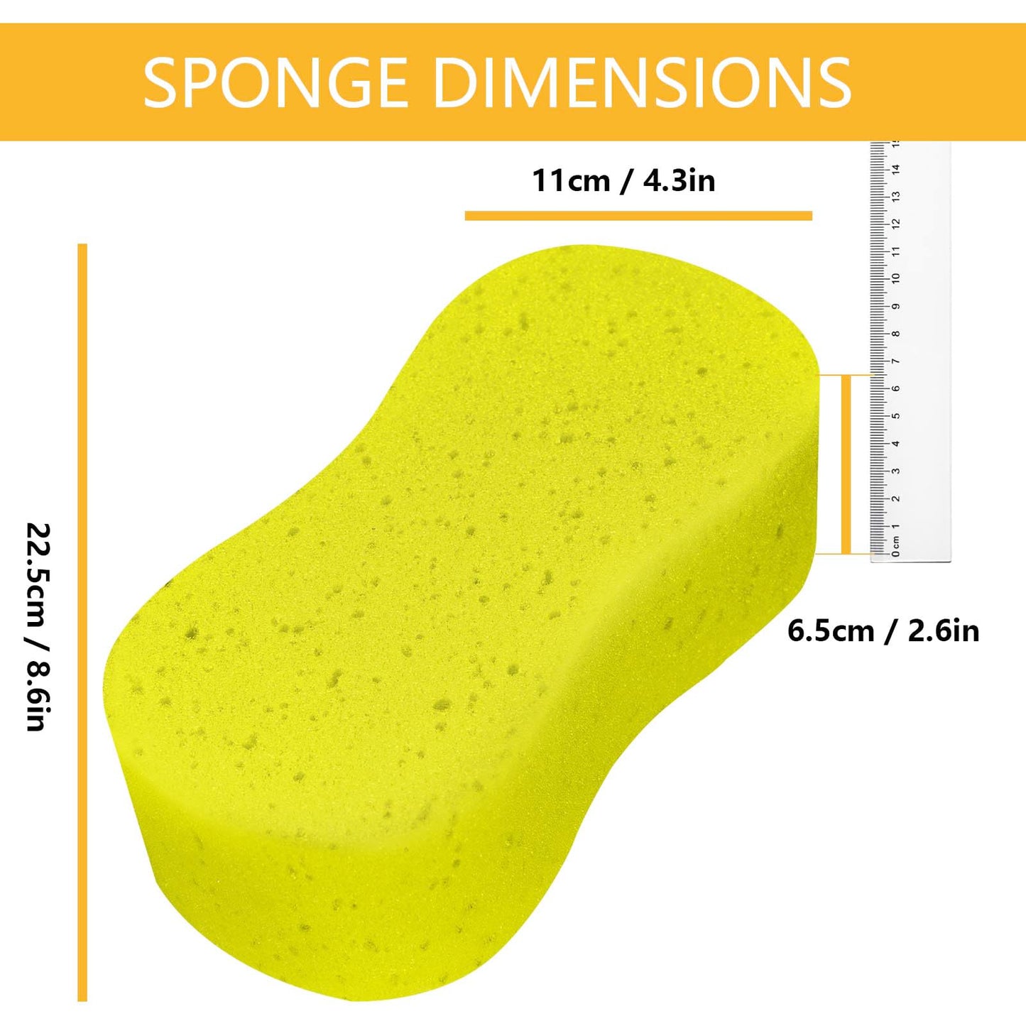 2 Pack Car Sponges,Jumbo Sponges For Car Cleaning,Anti Scratch Technology for Car Exterior & Window Washing- Perfect For Wheels, Windscreen & Bodywork (2 Yellow Jumbo Car Sponge)