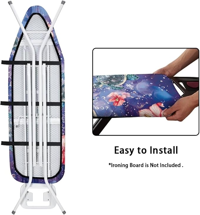 Floral Sea Turtle Ironing Board Cover Heat Reflective Anti-dust, Soft Fabric