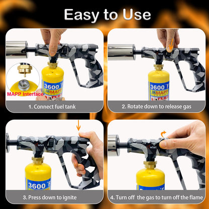 Powerful Cooking Propane Torch Lighter - Culinary Kitchen Torch, Sous Vide, Charcoal Lighters Campfire Starter, Flame Thrower Fire Grill Gun for Searing Steak, Creme Brulee, BBQ(Tank Not Included)