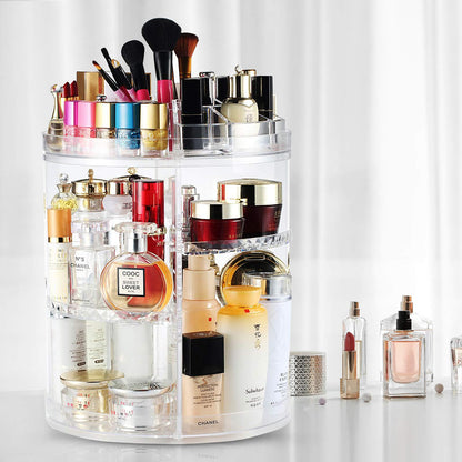 Boxalls Makeup Organizer Rotating, 8-Layer Large Capacity Cosmetics Organizer, 360 Adjustable Skincare Spinning Stand, Clear Makeup Carousel for Vanity, Countertop -Plus Size