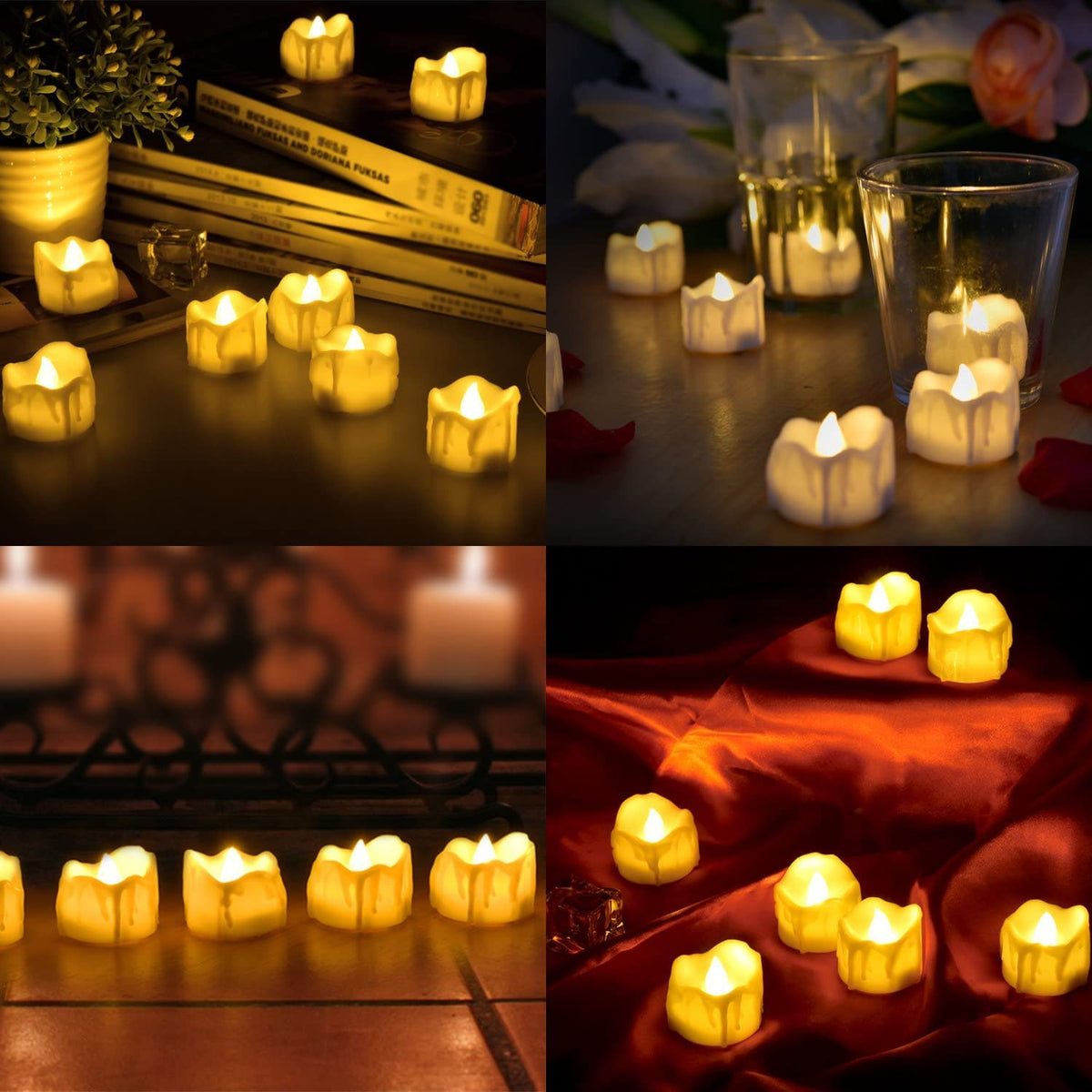 eLander LED Tea Lights Flameless Candle with Timer, 6 Hours on and 18 Hours Off, 1.4 x 1.3 Inch, Warm White, [12 Pack] (New Warm White)