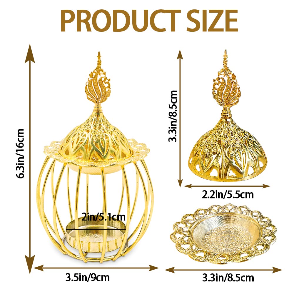 Modixun 2 Functions Metal Incense Censer, Gold Hollow Candle Holders, Premium Incense Burner, Bakhoor Burner for Yoga, Spa & Aromatherapy, Style A
