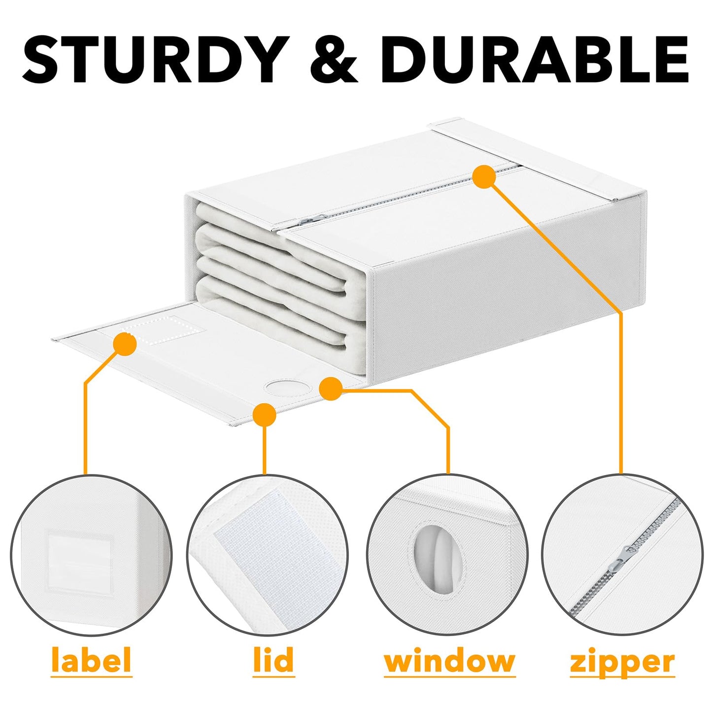 SpaceAid 5 Pack Bed Sheet Organizers and Storage, Foldable Sheet Organizer for Linen Closet, Sheets Set Folder Keeper with Window XL (Queen & King Size) Organizing Bedding Container, White