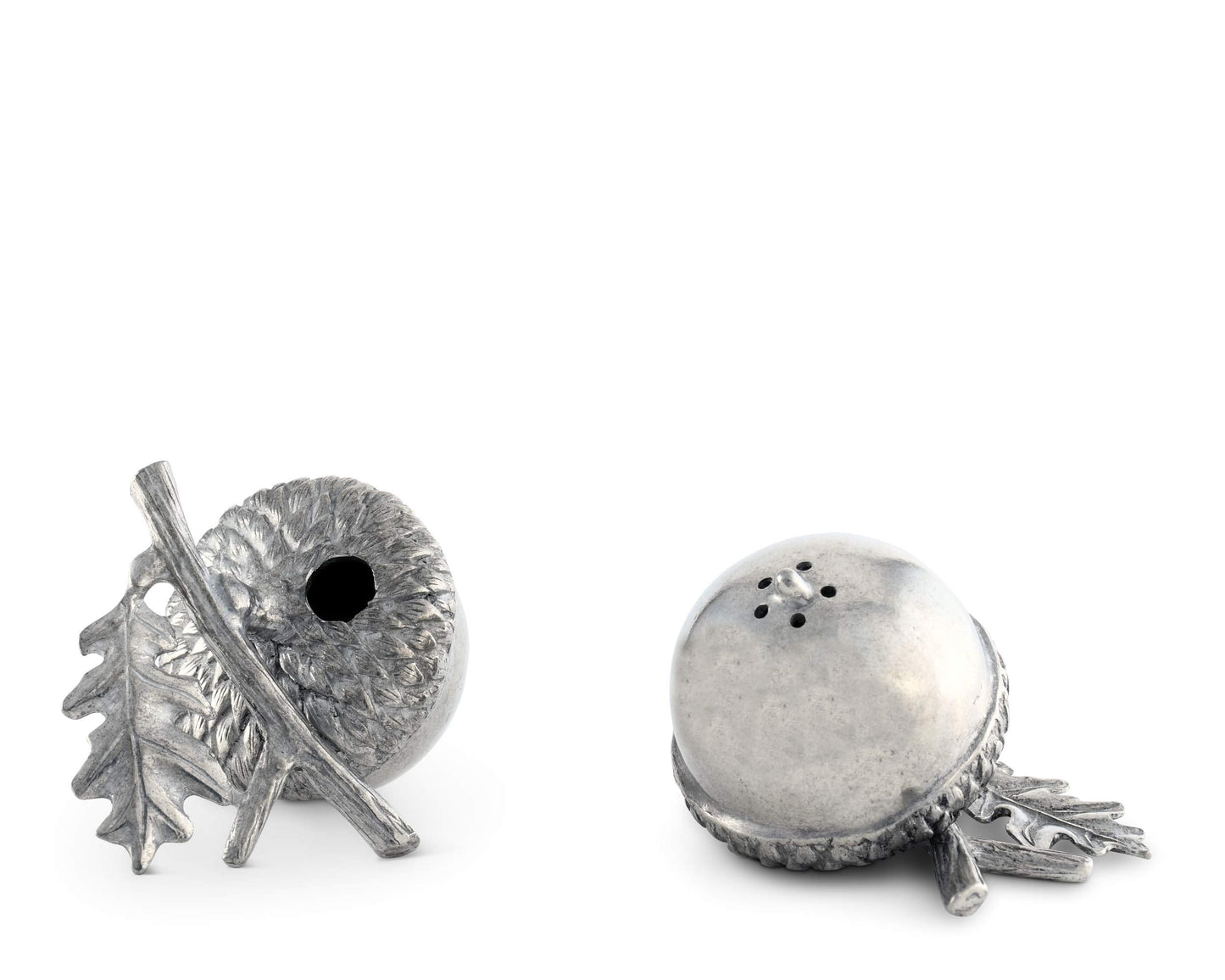 Vagabond House Pewter Metal Acorn Forest Salt and Pepper Shaker Shakers Set 2 inch x 2 inch