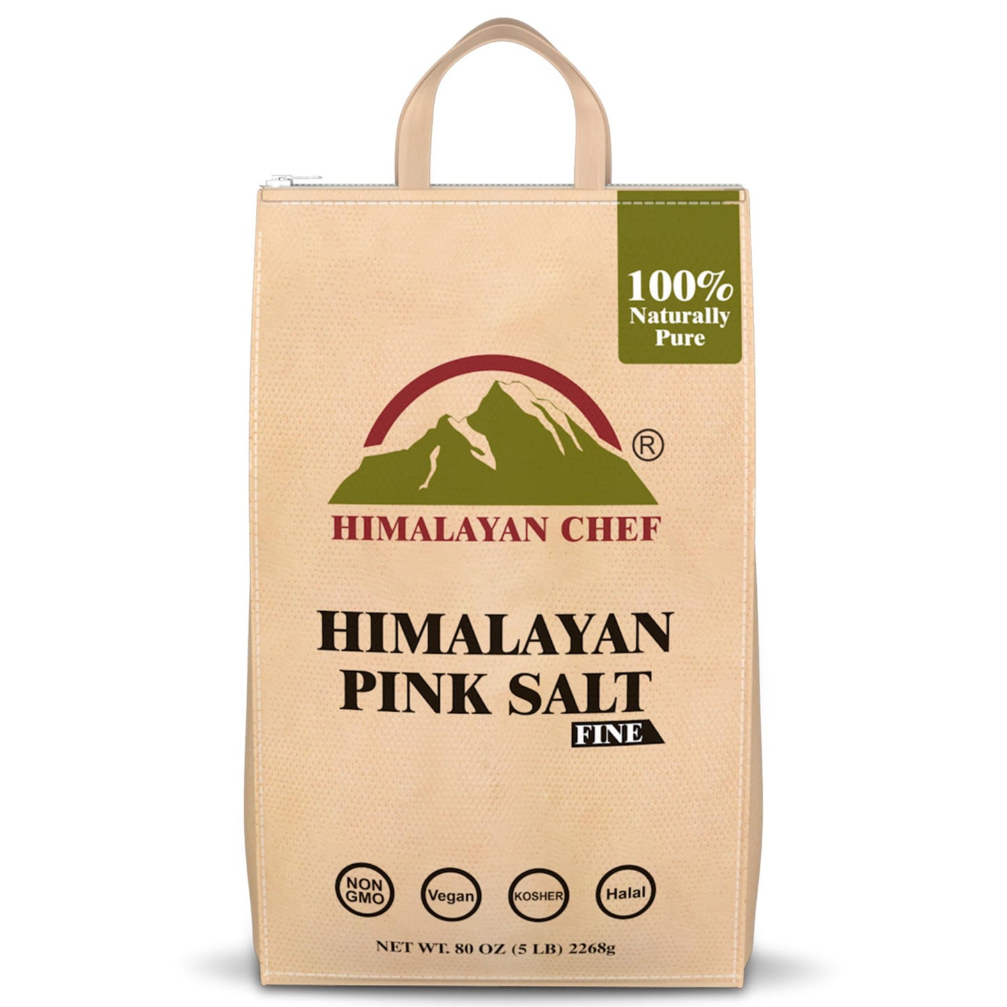 Himalayan Chef Himalayan Pink Salt - 5 lbs Fine Grain Bulk Bag - Kosher and Vegan, 100% Natural and Pure Gourmet Crystal - Contains 84 Minerals