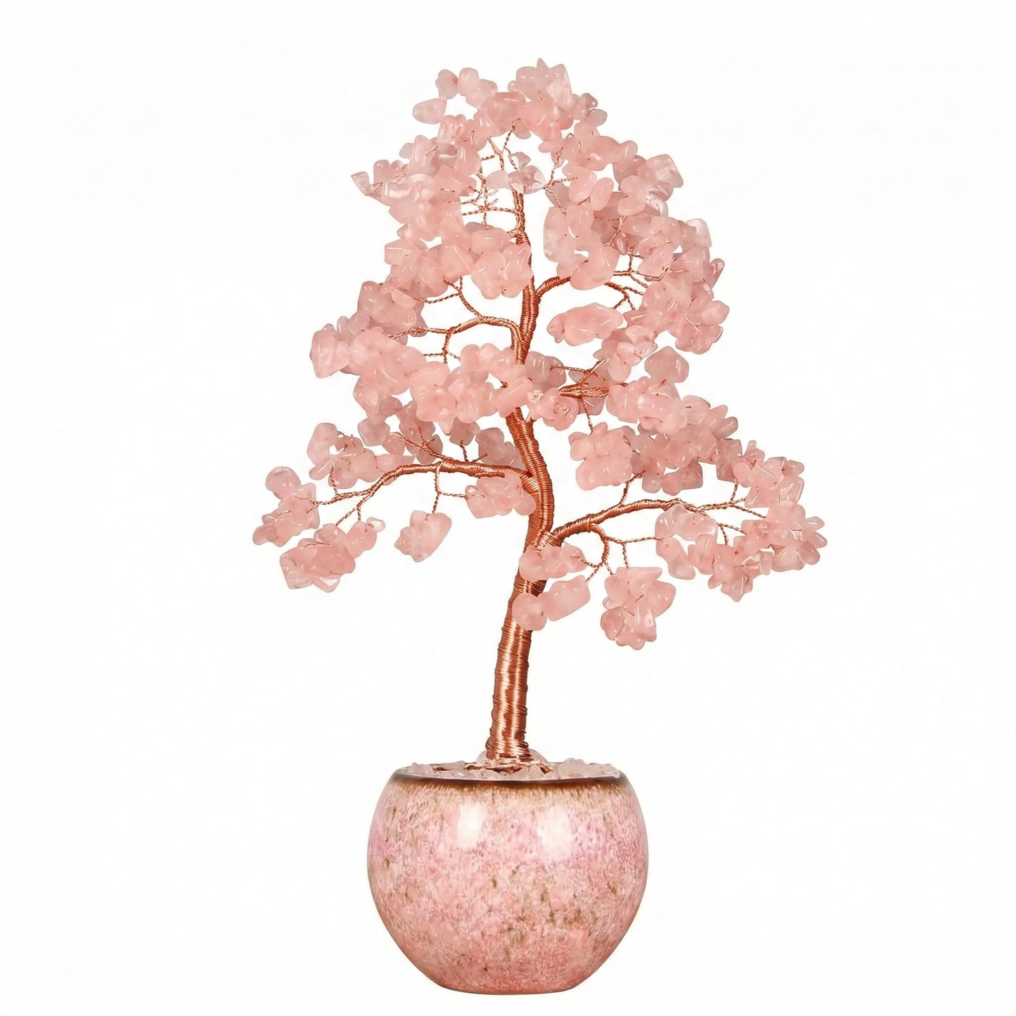 Fatonio Pink Rose Quartz Crystal Tree Natural with Ceramic Base Feng Shui Decor for Love Attraction Heart Chakra Healing Positive Relationships Women Mom Gift for Office & Home Decor (9.4in H, 1.2lb)